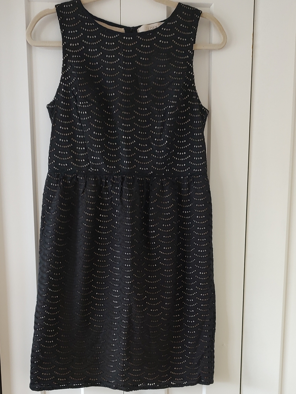Classic Black Sleeveless Eyelet Dress